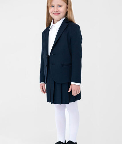 Švarkas merginoms, tamsiai mėlynas