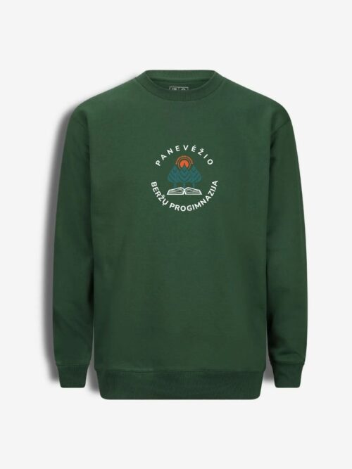 Panevėžio Beržų progimnazijos džemperis su dideliu logo, žalia