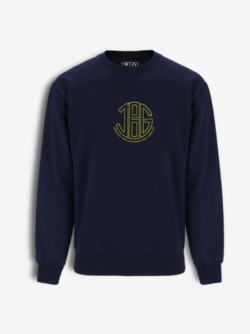 Ukmergės Jono Basanavičiaus gimnazijos džemperis su didele emblema, mėlynas