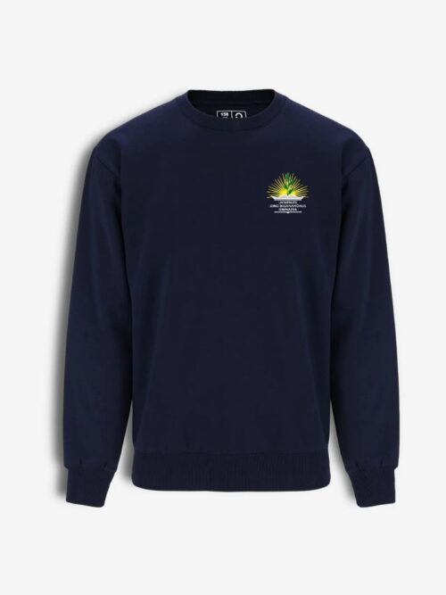 Ukmergės Jono Basanavičiaus gimnazijos džemperis su maža emblema, mėlynas