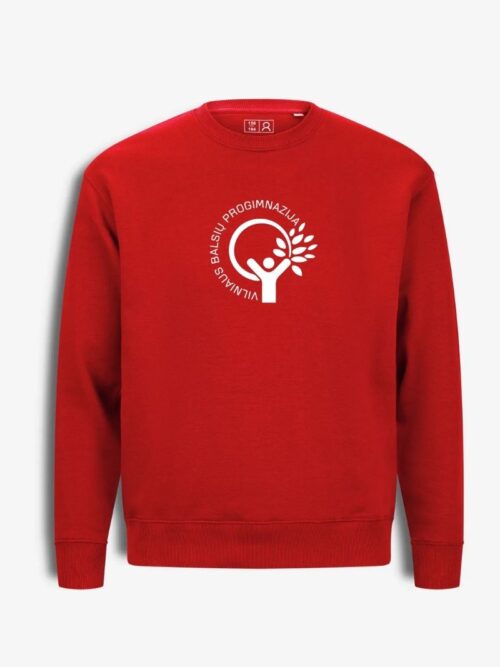 Vilniaus Balsių  progimnazijos džemperis su didele emblema, raudonas