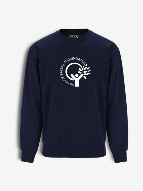 Vilniaus Balsių  progimnazijos džemperis su didele emblema, mėlynas