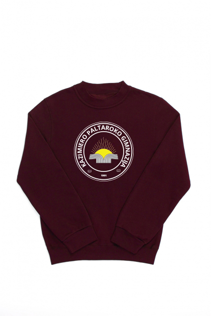 Panevėžio K. Paltaroko gimnazijos džemperis su didele emblema, bordo Panevėžio K. Paltaroko gimnazijos džemperis su didele emblema, bordo