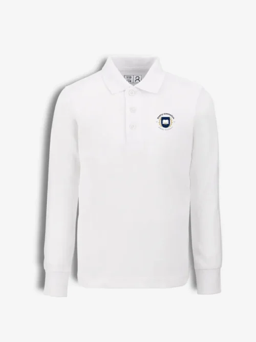 Babtų gimnazijos polo marškinėliai ilgomis rankovėmis, balta
