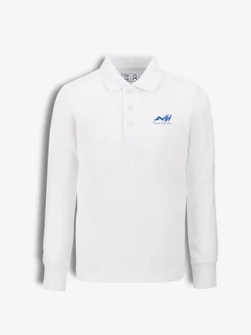 Druskininkų „Atgimimo" mokyklos polo marškinėliai ilgomis rankovėmis, balta