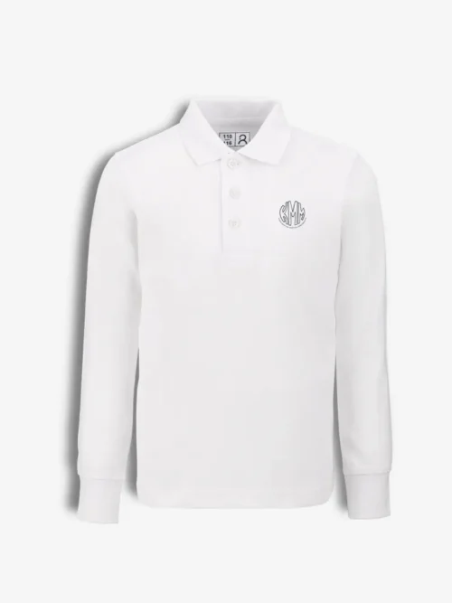 Kauno Martyno Mažvydo progimnazijos polo marškinėliai ilgomis rankovėmis, balta