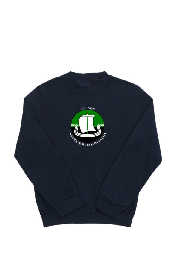 Utenos Krašuonos progimnazijos džemperis su didele emblema, mėlynas Utenos Krašuonos progimnazijos džemperis su didele emblema, mėlynas