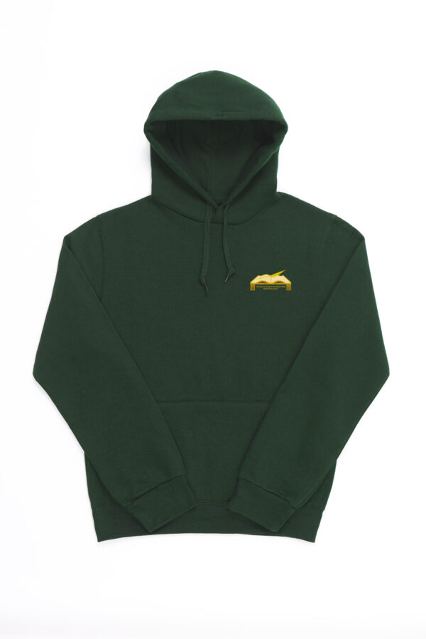 Vilniaus Martyno Mažvydo progimnazijos džemperis su gobtuvu, žalias Vilniaus Martyno Mažvydo progimnazijos džemperis su gobtuvu, žalias