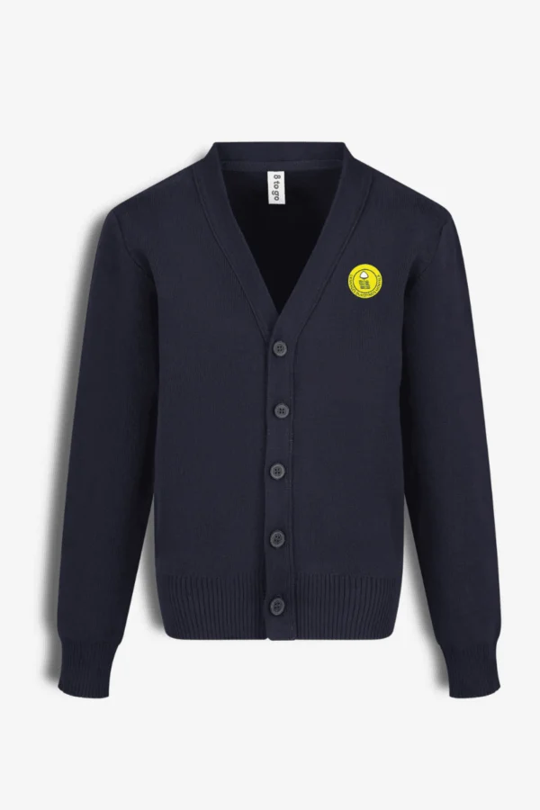 Ukmergės Dukstynos pagrindinės mokyklos megztinis su emblema, mėlyna