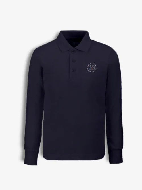 Vilniaus Šeškinės pradinės mokyklos polo marškinėliai ilgom rankovėm, mėlyna