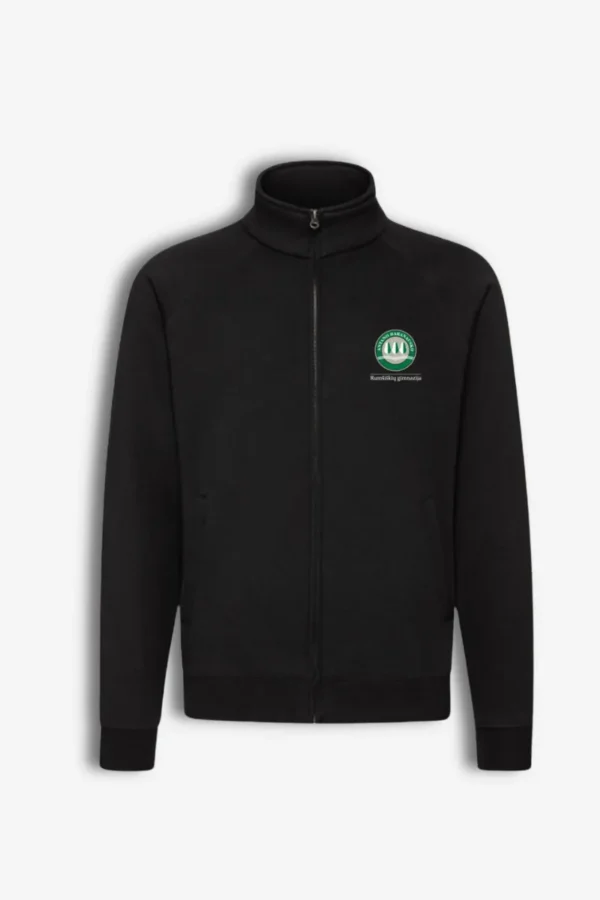 Rumsiskiu A. Baranausko gimnazijos dzemperis su uztrauktuku (2) Rumšiškių A. Baranausko gimnazijos džemperis su užtrauktuku, juodas