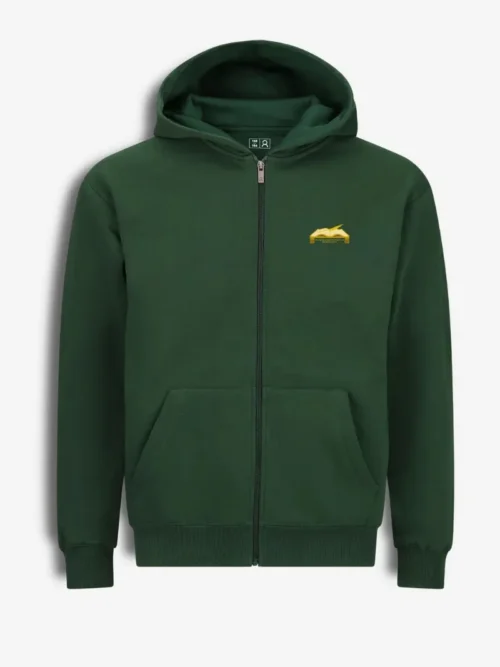 Vilniaus Martyno Mažvydo progimnazijos džemperis su gobtuvu ir užtrauktuku, žalias