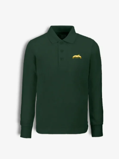 Vilniaus Martyno Mažvydo progimnazijos polo marškinėliai ilgomis rankovėmis, žali