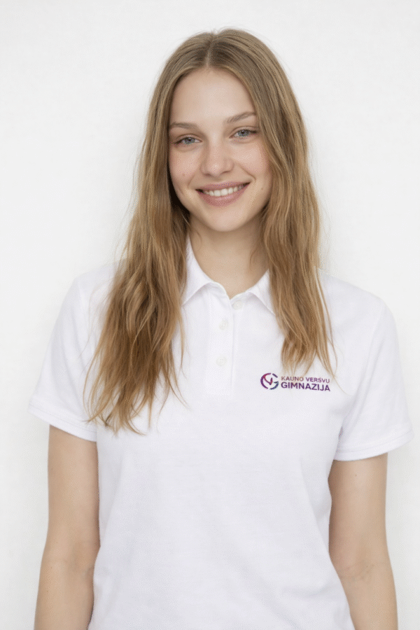 Veršvų gimnazijos polo marškinėliai, balta