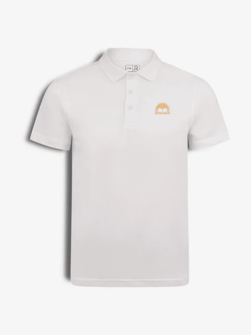 Biržų Saulės gimnazijos polo marškinėliai, balta