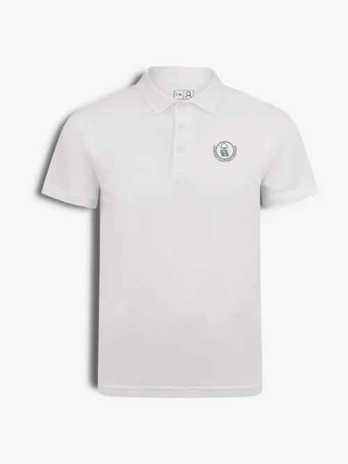 Ukmergės Dukstynos pagrindinės mokyklos polo marškinėliai, balta