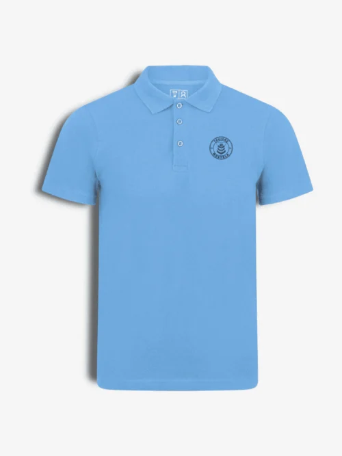 Ukmergės r. Taujėnų pagrindinės mokyklos polo marškinėliai, šviesiai mėlyna