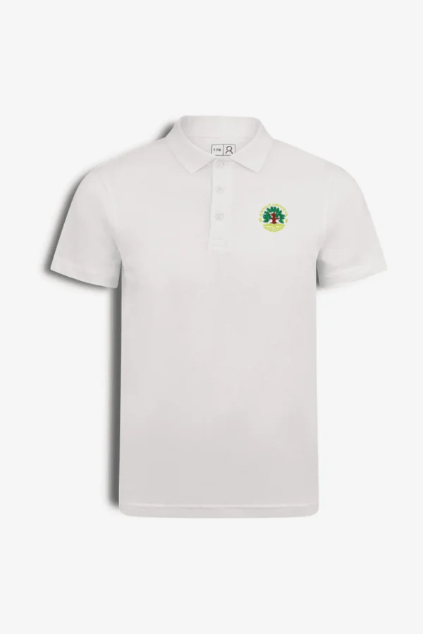 Varenos “Azuolo“ gimnazijos polo marskineliai Varėnos „Ąžuolo“ gimnazijos polo marškinėliai, balta