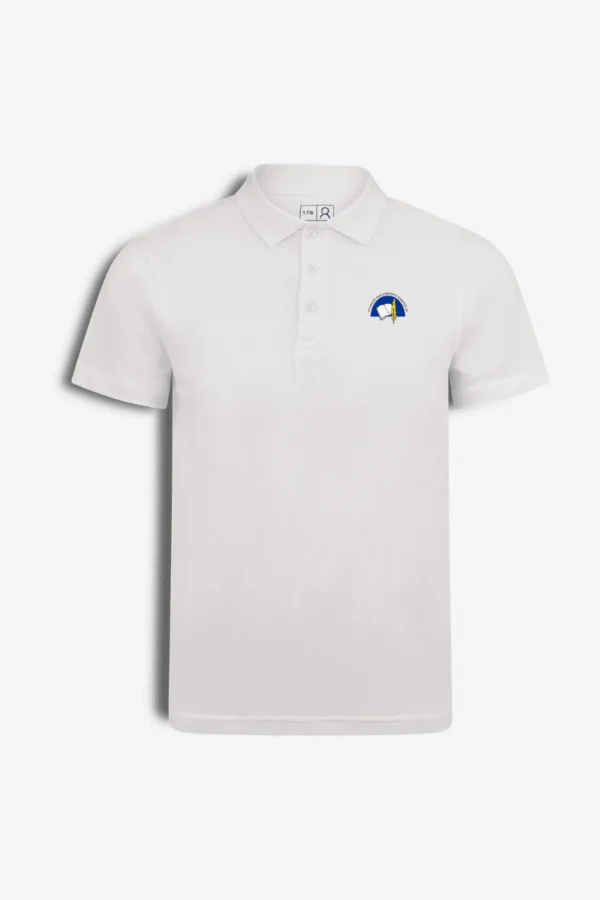 Vilniaus Fabijoniškių gimnazijos polo marškinėliai, balta