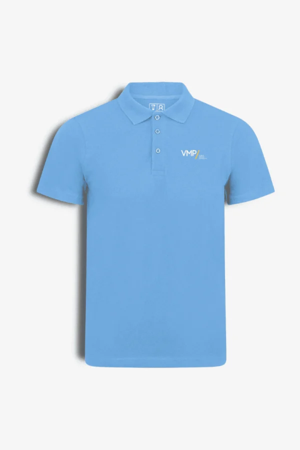 Vilniaus Maironio progimnazijos polo marškinėliai, šviesiai mėlyna