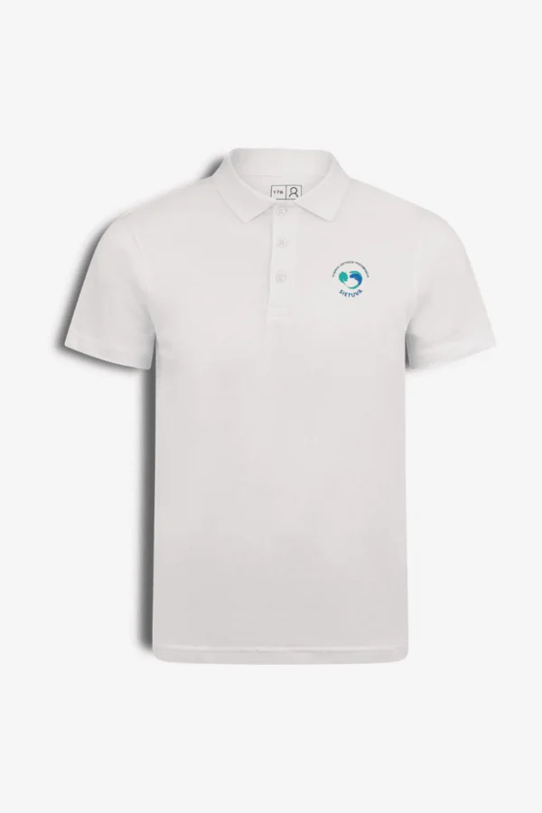 Vilniaus „Sietuvos" progimnazijos polo marškinėliai, balti