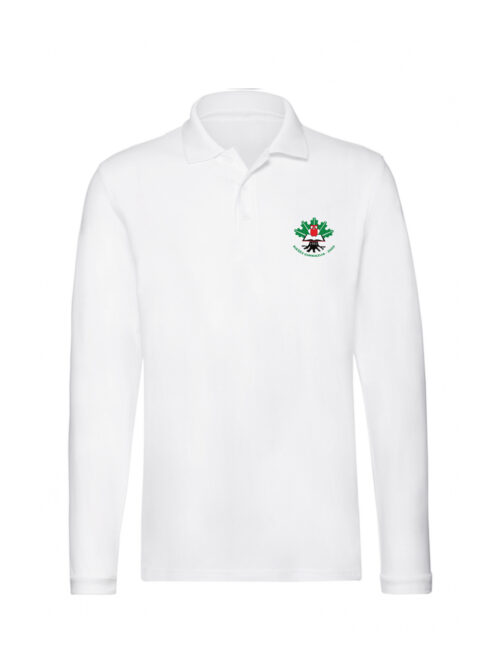 Riešės gimnazijos polo marškinėliai ilgomis rankovėmis, balta