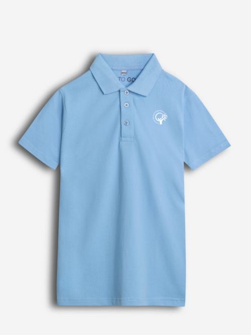 Vilniaus Balsių progimnazijos polo marškinėliai, šviesiai mėlyna