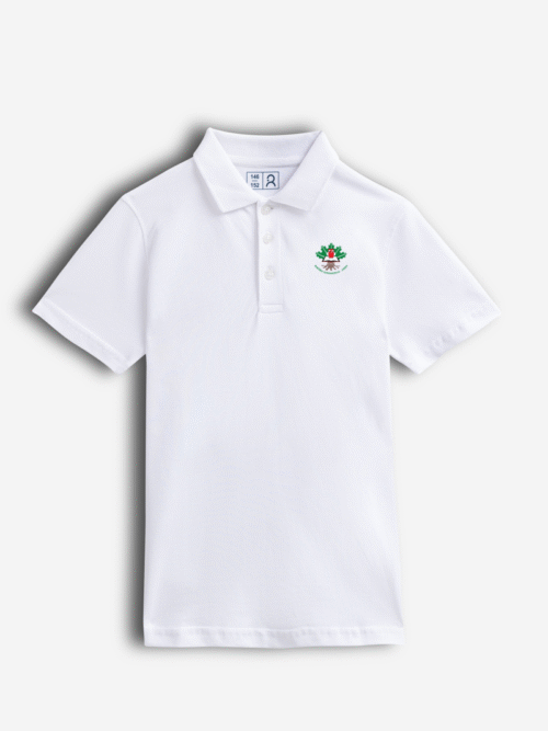 Riešės gimnazijos polo marškinėliai, balta