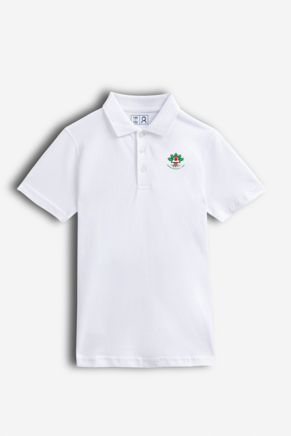Riešės gimnazijos polo marškinėliai, balta